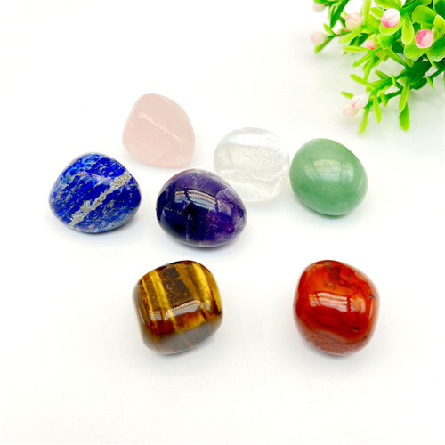 Natural crystal colorful gemstones set seven-color crystal gravel raw stone polished decorative crystal ornaments wholesale