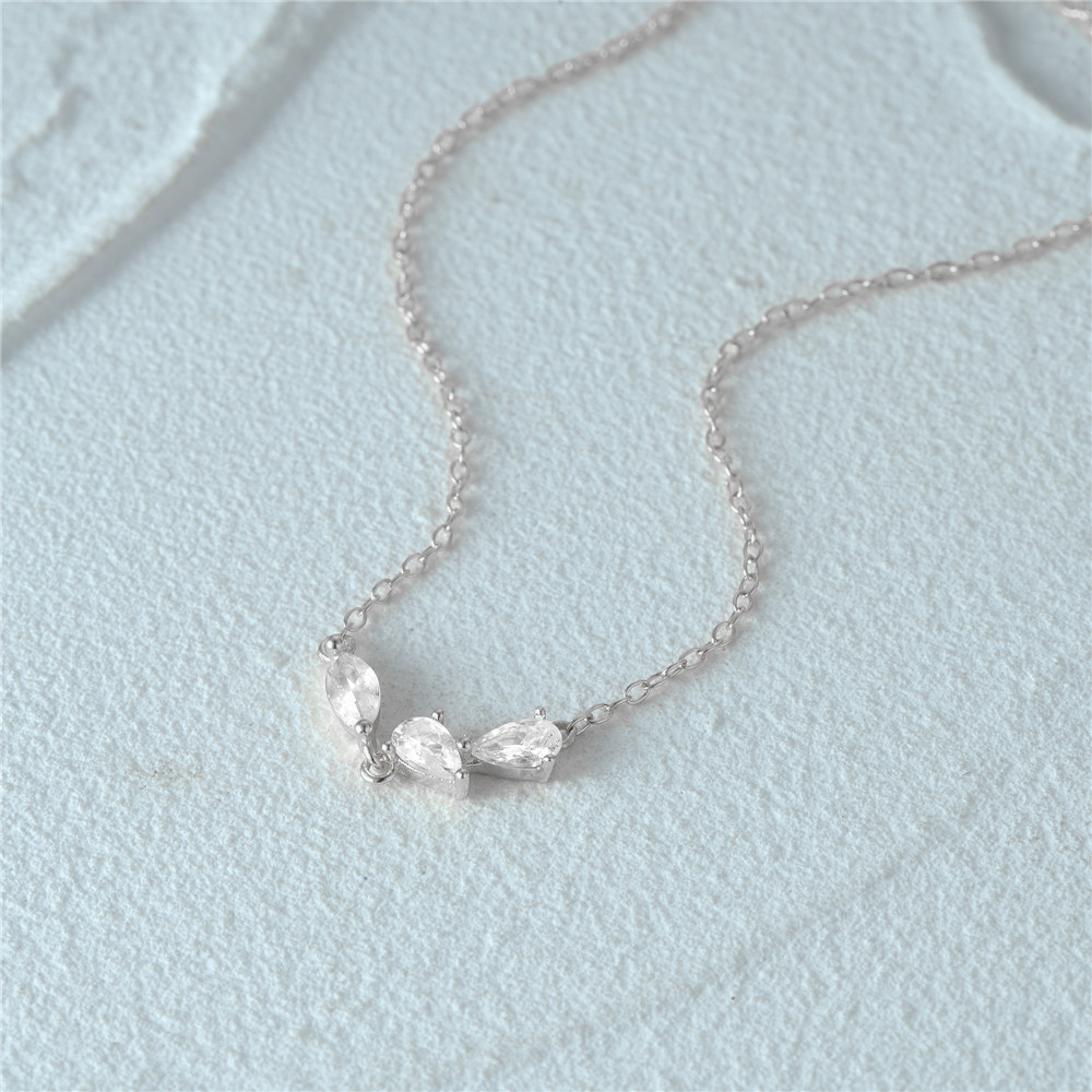Geometric Pattern 925 Sterling Silver Zircon Cable Chain Plating Inlay Geometric Necklace