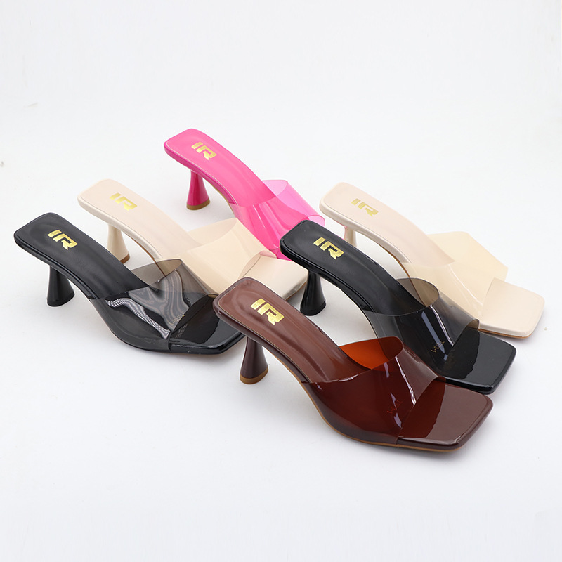 Cross-Border 2026 New Summer Sexy Outdoor Square-Toe Transparent Strap High Heels Korean Style Versatile Solid Color Large Size Sandals