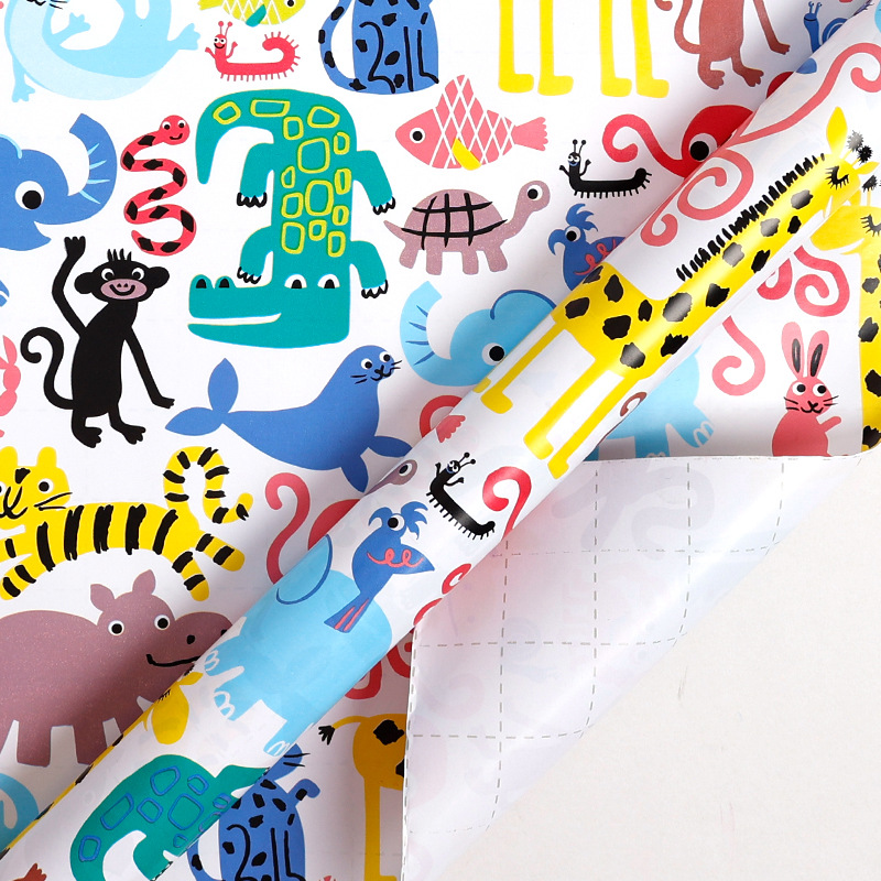 Amazon venta caliente dibujos animados Feliz cumpleaños enrollamiento de regalos de papel de embalaje set globos para niños regalos patrón al por mayor