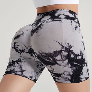 Cross-border New Tie-dye Yoga Shorts Women's Sports Outdoor Fitness Pants Comfortable High Waist Elastic Tight Yoga Pants