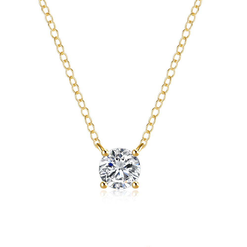 Plating Design 925 Sterling Silver Zircon Cable Chain Plating Geometric Pendant Necklace