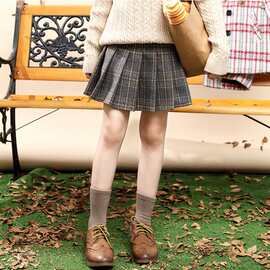 女童半身裙百褶裙儿童洋气中大童冬季小女孩毛呢格子短裙子秋冬