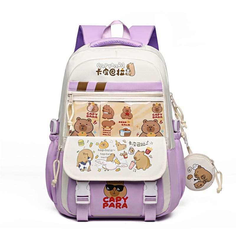 Nueva mochila escolar Kapibala linda mochila de dibujos animados para estudiantes de primaria y secundaria mochila de ocio japonesa con reducción de carga de gran capacidad
