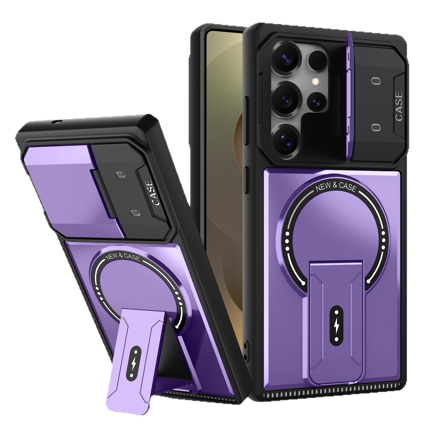 Transfronterizo aplicable Samsung S25ULTRA Mecha soporte magnético caso de teléfono móvil S26 soporte de lente todo incluido A07