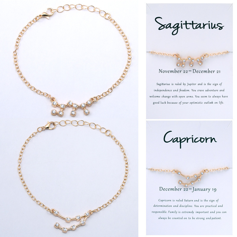 Diamond 12 constellation bracelet rhinestone Wish Amazon cross-border for Yiwu spot constellation card bracelet Diamond 12 constellation bracelet rhinestone Wish Amazon cross-border for Yiwu spot constellation card bracelet