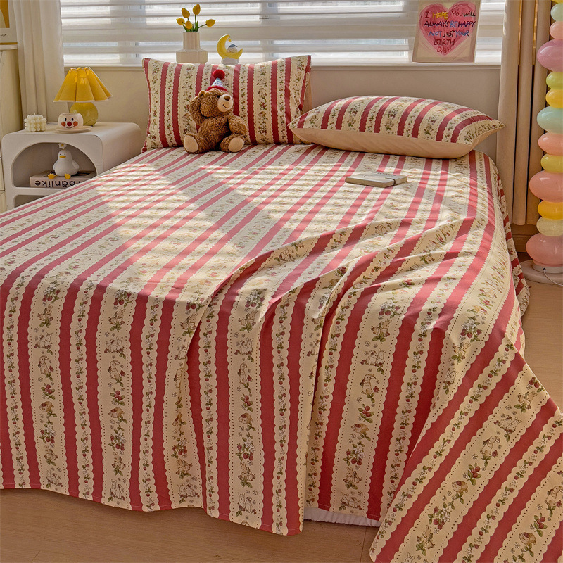 2025 nueva sábana de algodón fresco pequeña pieza individual 100 algodón dormitorio de estudiantes cama individual funda de almohada de tres piezas 2