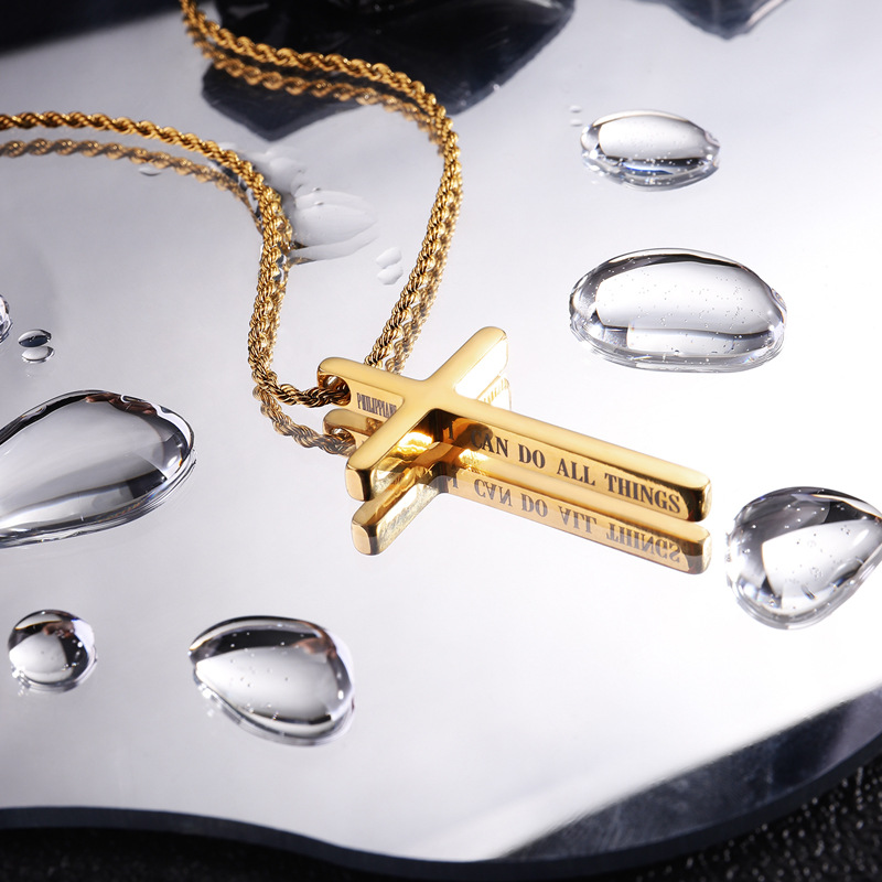 13g Weight 0.03µm-0.05µm Gold Plating Thickness PVD Coated Gold Plating Process 18K Real Gold Plated Plating Material 304 Stainless Steel Pendant Material Pendant Necklace Classification 304 Stainless Steel Chain Material Twisted Rope Chain Chain Type 1 Piece Quantity Holiday, Daily Occasion 304 Stainless Steel Material Cross Pattern Men's Gender Vacation, Simple Style Style Plating Craft Vacation Simple Style Cross 304 Stainless Steel Plating Men's Pendant Necklace Men Pendant Necklaces 2