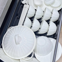 纯白简约骨瓷碗碟套装家用高档饭碗菜盘组合餐具碗盘餐具乔迁礼品