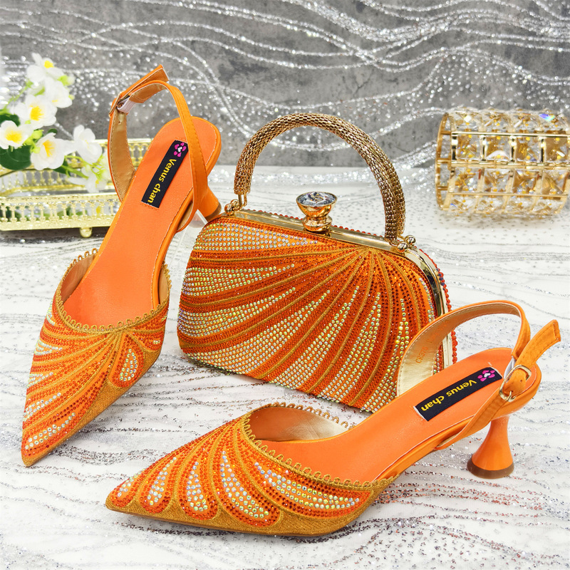 Olive-Green Shoe Bag Set Combination Women's Pointed Toe Women's Shoes with the Same Design Box Bag Evening Bag Olive-Green Shoe Bag Set Combination Women's Pointed Toe Women's Shoes with the Same Design Box Bag Evening Bag