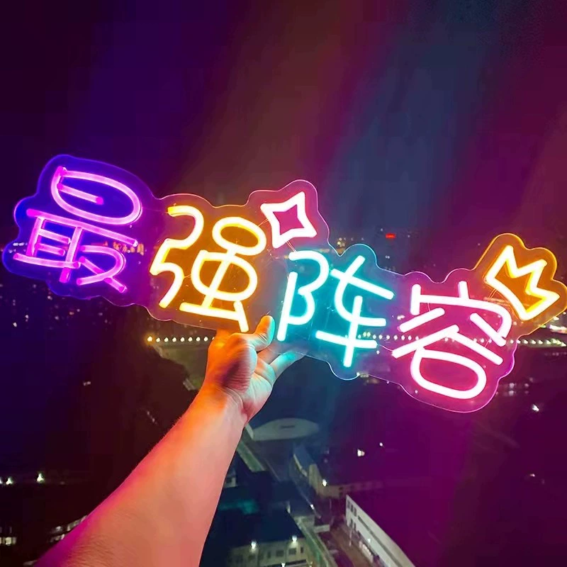 Neon light hand-held fan sign for celebrity concert fans' support light sign ins glowing birthday LED sign