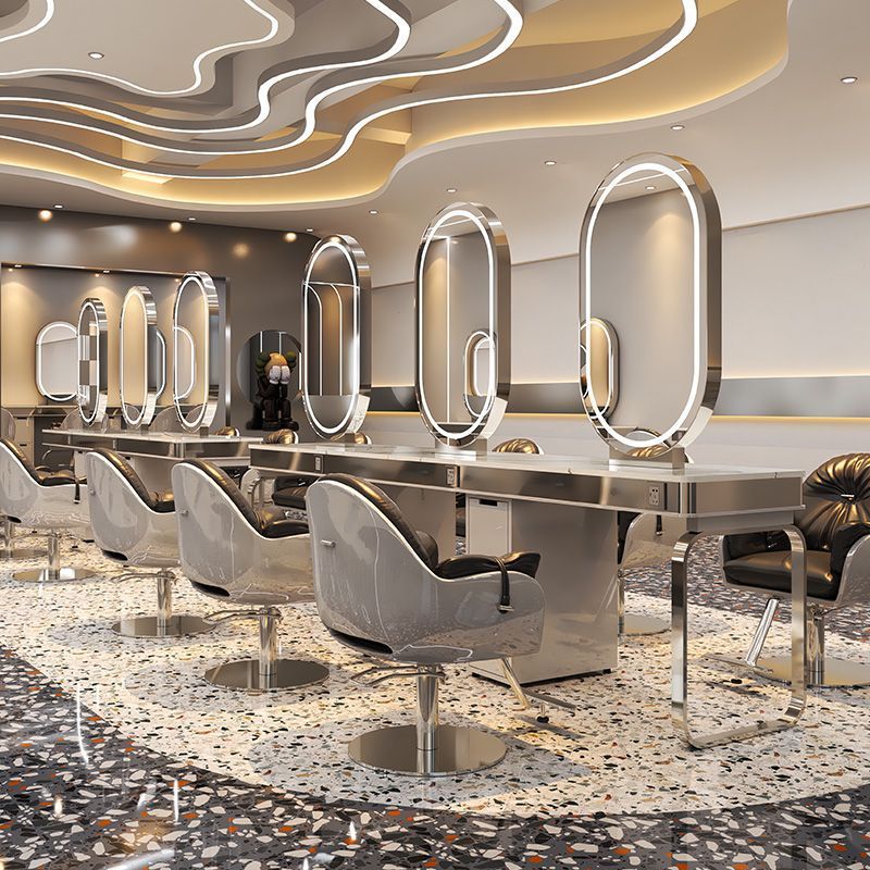 理髪店ミラーテーブル、理髪用片面パーマ・染めカットミラーキャビネット、ステンレス製ヘアサロン専用大理石パーマ・染めテーブル|undefined