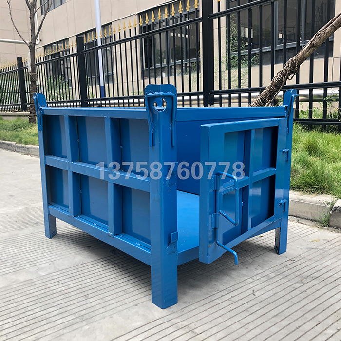 ✅铁框重型铁板箱周转箱毛坯箱金属仓储笼铁皮屑堆垛箱推车