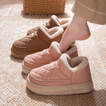 包跟棉拖鞋男士冬季家居家用加厚加绒厚底防滑保暖带跟棉鞋冬天女