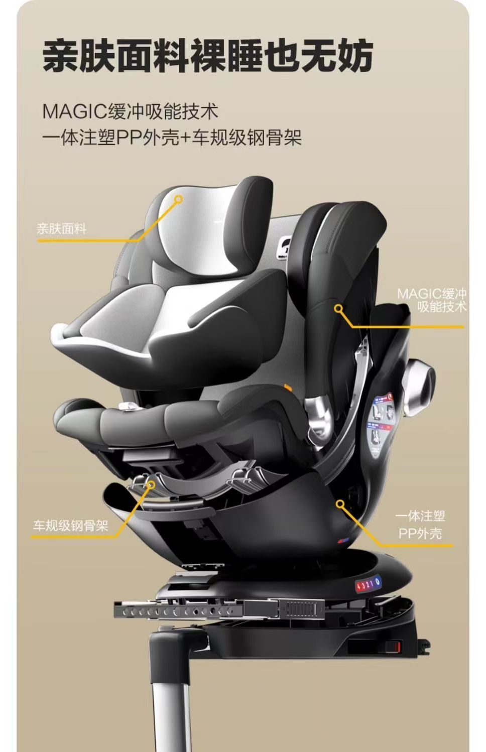Bebecasi 0-12 years old newborn safety seat car 360 Rotating baby baby car