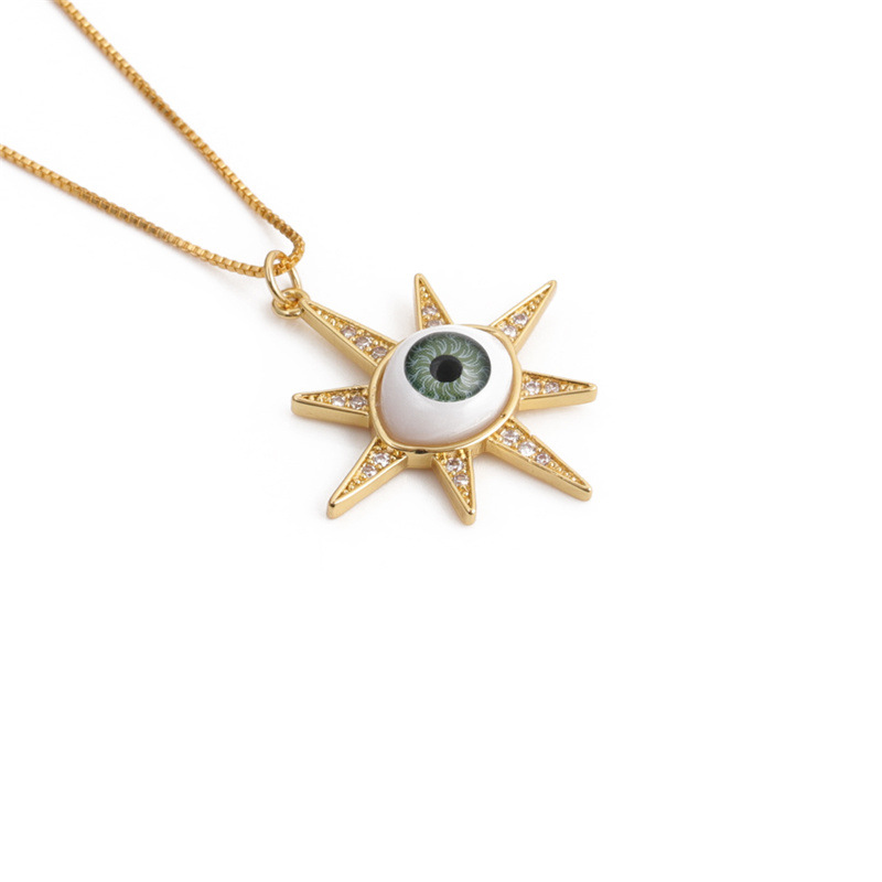 Oil Dripping Evil Eye Pendant Neck Accessories Copper Zircon Devil Eye Necklace DIY Religious Orname