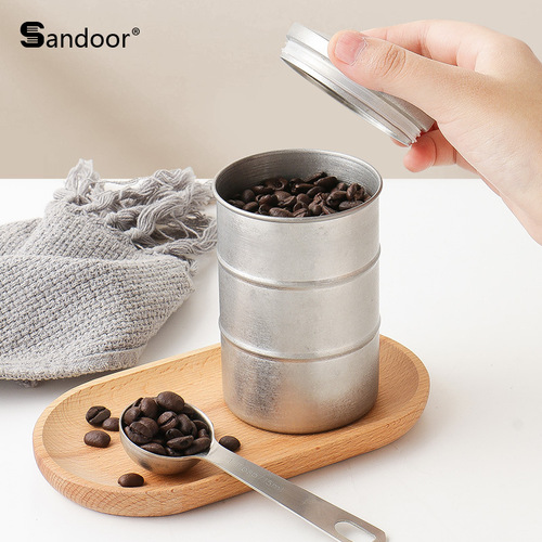 Outdoor 304 stainless steel creative bamboo sealed jar household vacuum storage jar coffee bean storage jar