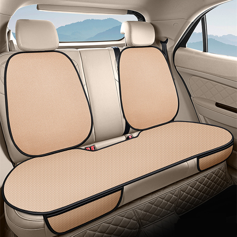 Seat cushion, seat cover — Universal Silk Breathable - ky-ice-silk-warm-beige-hook-with-back-rear-row