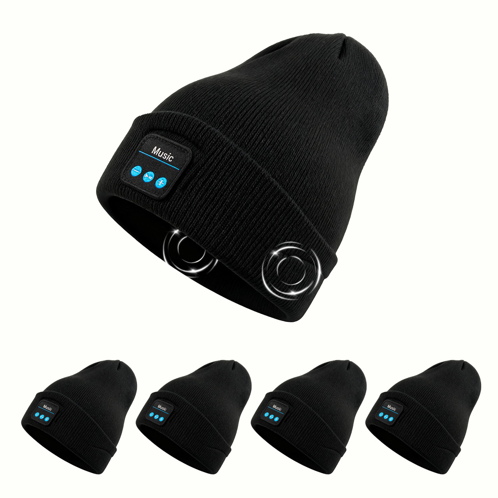 Winter Bluetooth Headphone Hat USB Charging Night Running Lighting Knitted Hat Adult Outdoor