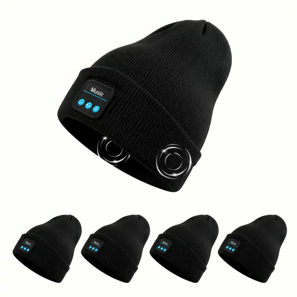Winter Bluetooth Headphone Hat USB Charging Night Running Lighting Knitted Hat Adult Outdoor