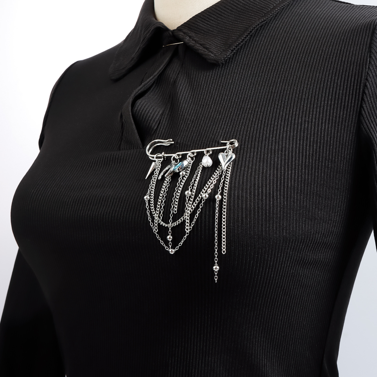 Herz Und Mond Brosche Mit Quasten Für Damen Modeschmuck_voghion.com