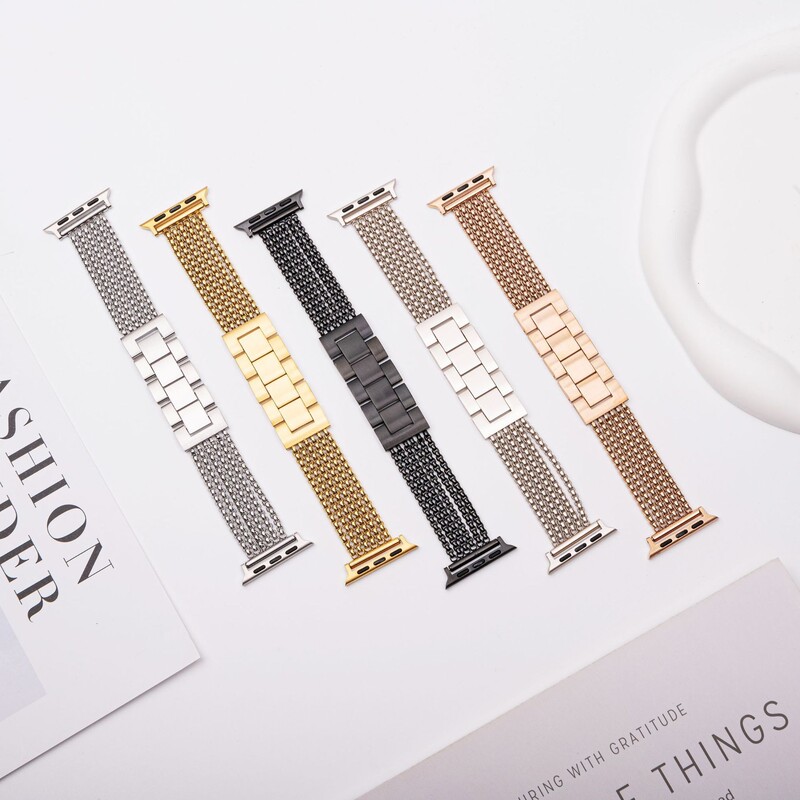 Suitable for Apple Watch Six-Link Stainless Steel Metal Watch Band with Tassels Apple Watchs10Se987654 Suitable for Apple Watch Six-Link Stainless Steel Metal Watch Band with Tassels Apple Watchs10Se987654