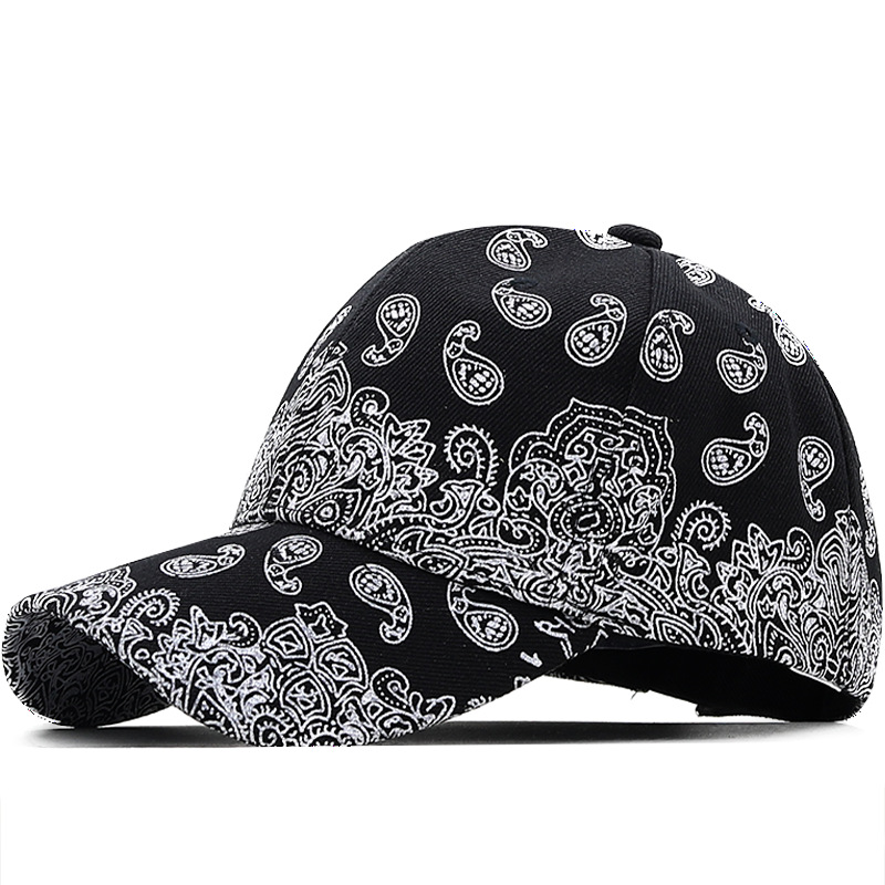 Gorras De Ala Curva Con Parasol Hip-hop Punk Gorras De Béisbol Con Estampado En Blanco Y Negro display picture 2