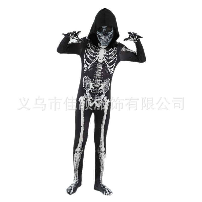 Halloween Skull Costume Kids Horror Play Costume Ghost Horror Costume Skeleton Bodysuit