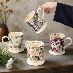 卸売古典的な花セラミックウォーターカップクリエイティブオフィスホームギフトトレイカップホルダー花マグカップ