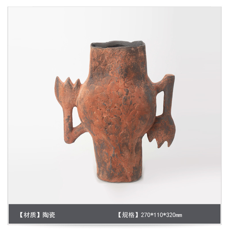 侘寂中古风星点陶瓷花瓶高级感桌面家居软装插花器复古装饰品摆件|undefined