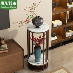 Solid Wood Flower Taipei European Light Luxury Marble Floor Standing Multi-Layer Shelf Indoor Balcony TV Stand Decor Flower Stand