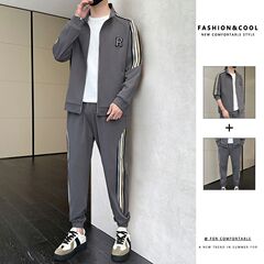 2025春秋季新款运动套装男士潮流休闲开衫外套帅气一套衣服两件套