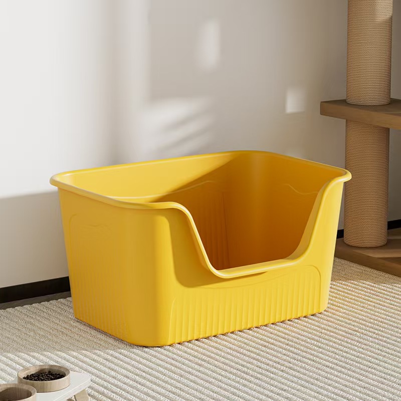 Caja de arena amarilla (68*44.5*35.5CM (pala de arena para gatos gratis)