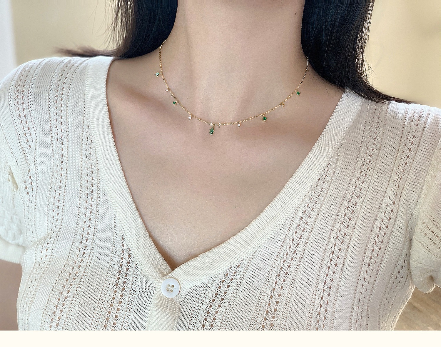 Daily Occasion Copper Material Simple Style Water Droplets Copper White Gold Plated Gold Plated Zircon Pendant Necklace In Bulk