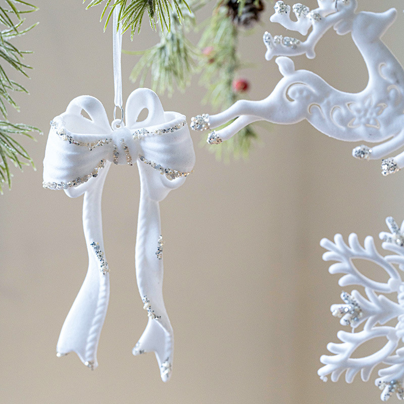クロスボーダー新しいクリスマス装飾白植毛スノーフレーク立体五芒星ツリーペンダントクリスマスツリーレイアウト|undefined