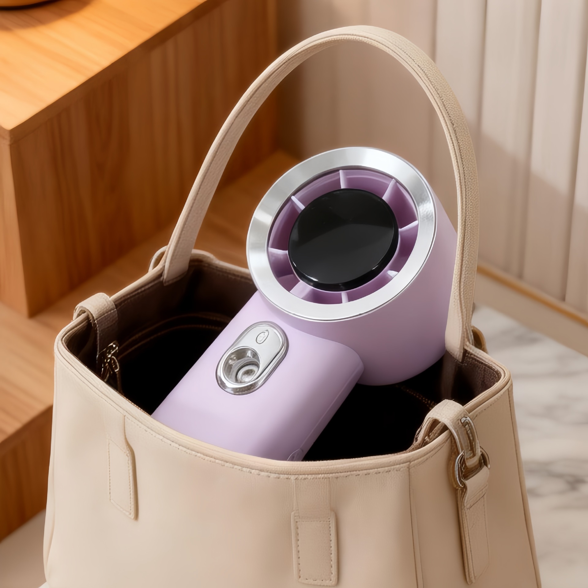 Luxury Mini Electric Fan For Women Portable Handheld USB Rechargeable Makeup Spray Hydrating Cooling Home Appliance_voghion.com