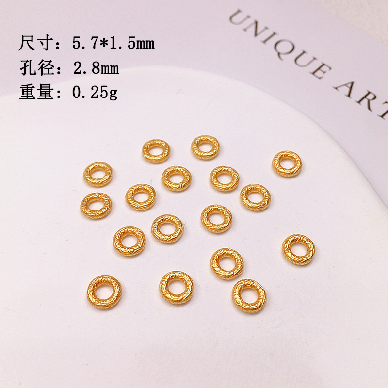 S925 silver gold-plated plate wrapped UFO beads spacer accessories string bracelet necklace string braided rope diy semi-formed