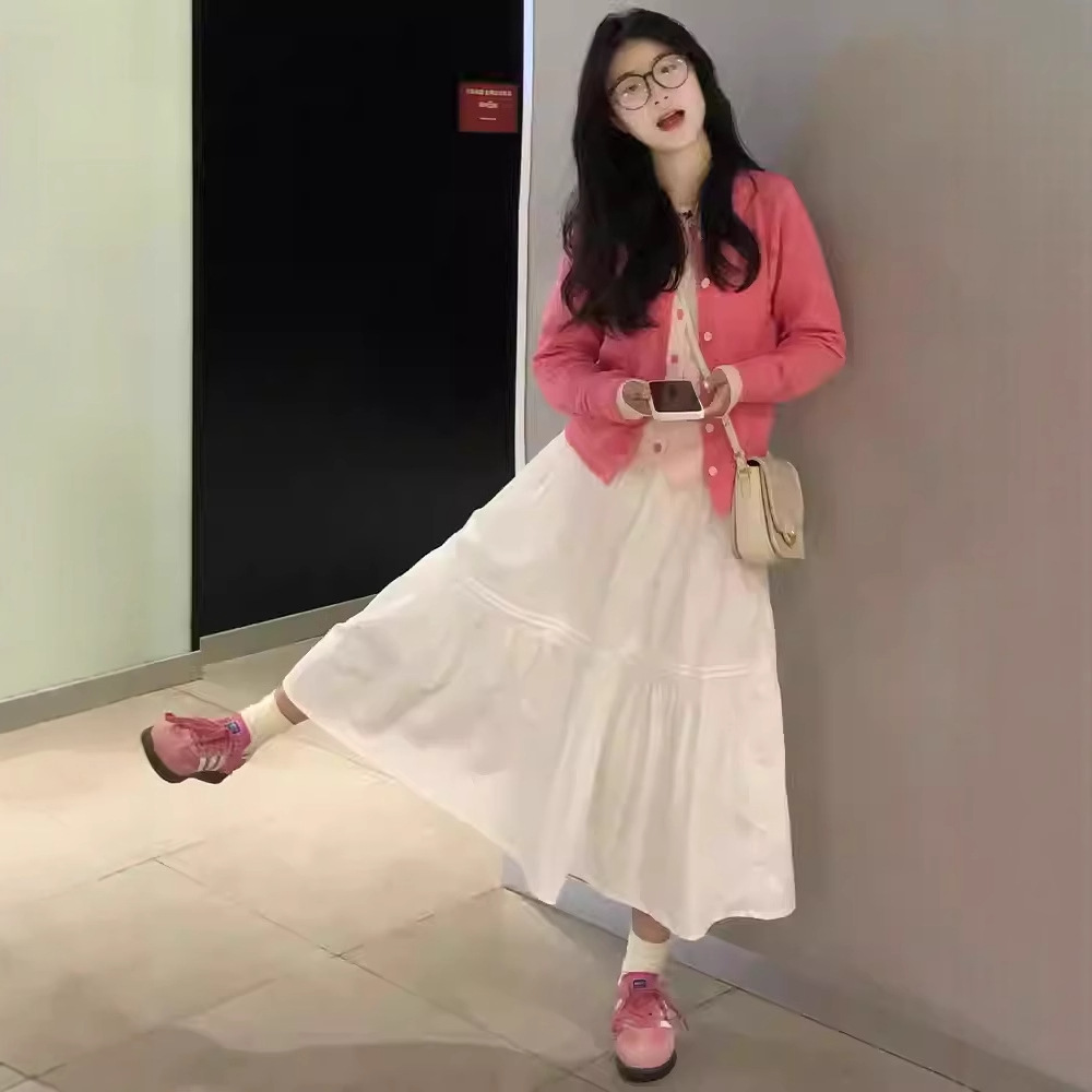 White Ballet-Style Half-Skirt for Women, Spring/Summer 2026 New High-Waisted A-Line Long Skirt, Puffy Cake Skirt