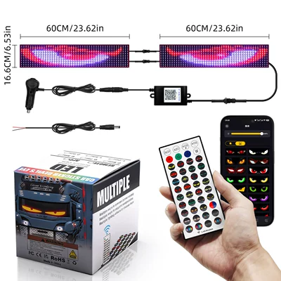 Devil's Eye Flexible Screen Car Truck Decoration Sticker Led Car Bluetooth App Advertising Screen Led Light (Other lights) - one-for-two60cm-remote-control-upgraded-version-app-remote-control