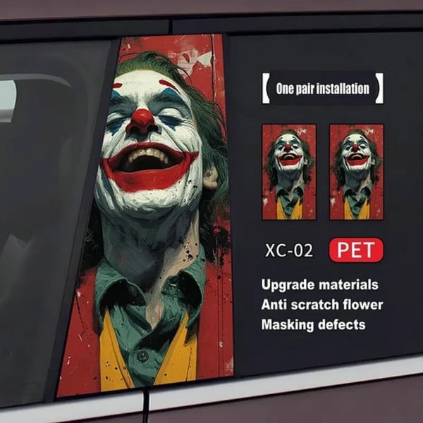 Car center pillar sticker A pillar Nezha 2 clown decorative sticker car window B pillar protective film black Wukong painted Meidu