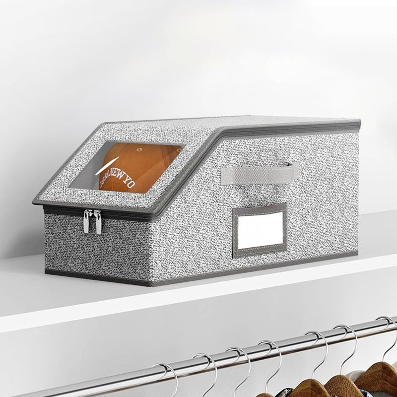 Amazon Multifunctional Hat Storage Box Large Capacity Foldable Baseball Cap Storage Box Dustproof Zipper Box with Lid