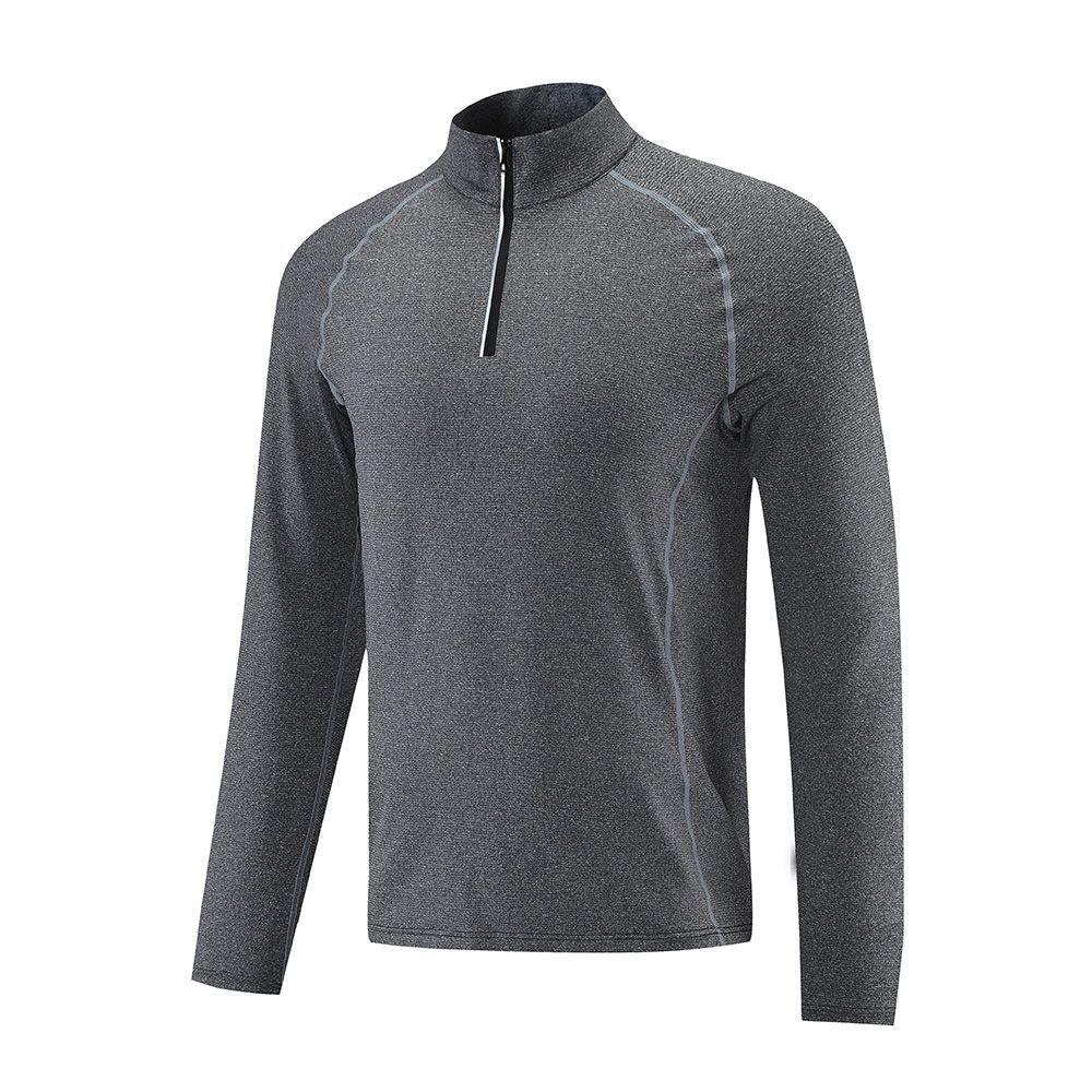 Ropa de entrenamiento de primavera y otoño para hombres de manga larga superior transpirable media cremallera collar de pie apretado correr ropa de secado rápido en stock al por mayor UA