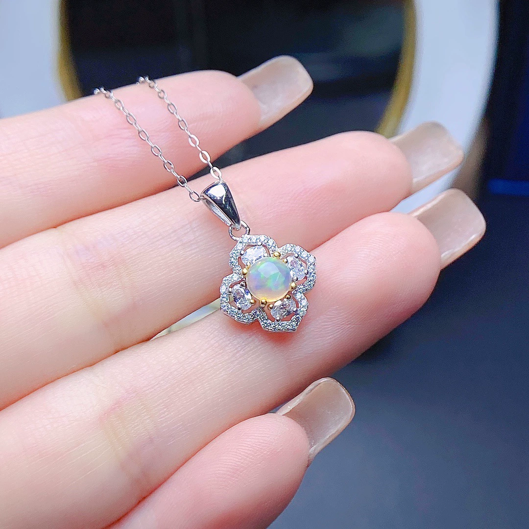 Новый кулон из натурального опала S925, серебро, инкрустированный основной камень 5*5 мм, универсальные популярные модные женские украшения оптом