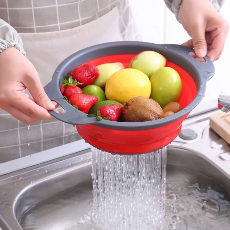 Лодочный походный раскладной дренажный корзиночный суперкруглый водяной фильтр синий кухонный артефакт складная миска для мытья овощей синяя