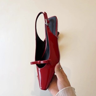 Sheepskin Version ~ French Bow Toe Sandals for Women, New Summer Style, Beautiful One-Line Buckle Flat-Soled Sandals with Hollow Back