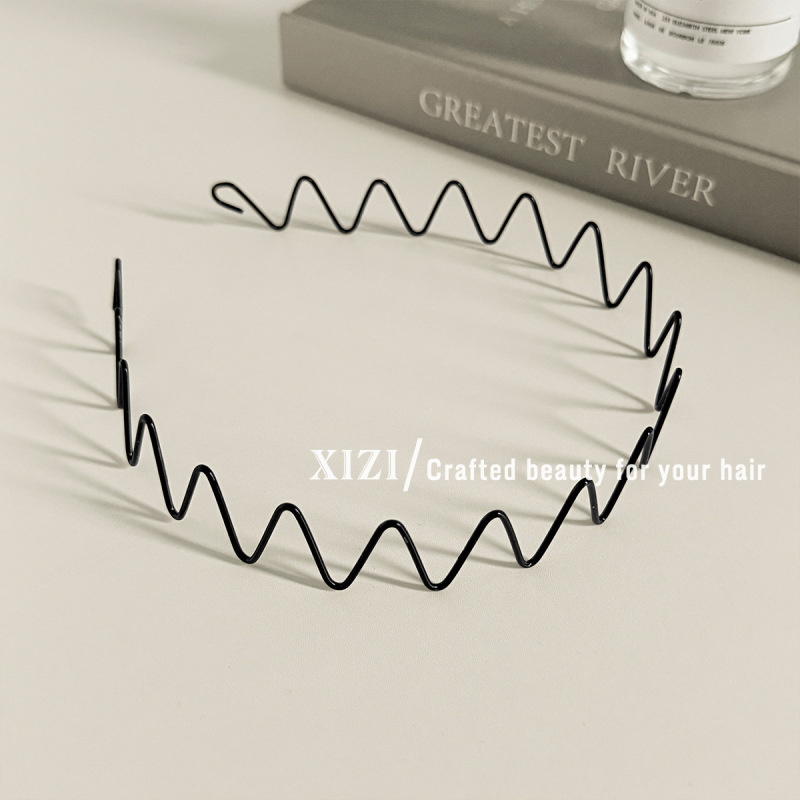 Black Wavy Hairband, Unisex, Invisible Hair Accessory for Washing Face and Sports, Simple Non-Slip Iron Hair Accessory Black Wavy Hairband, Unisex, Invisible Hair Accessory for Washing Face and Sports, Simple Non-Slip Iron Hair Accessory