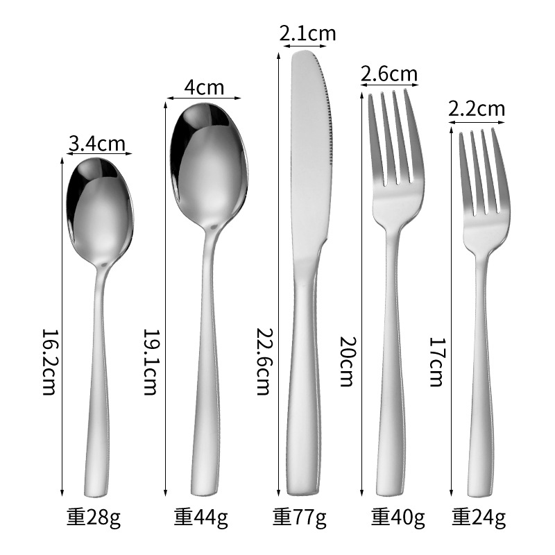 Suministro directo de Amazon mango cuadrado vajilla de acero inoxidable cuchillo de comida occidental tenedor cuchara Hotel europeo cuchillo de carne tenedor cuchara traje