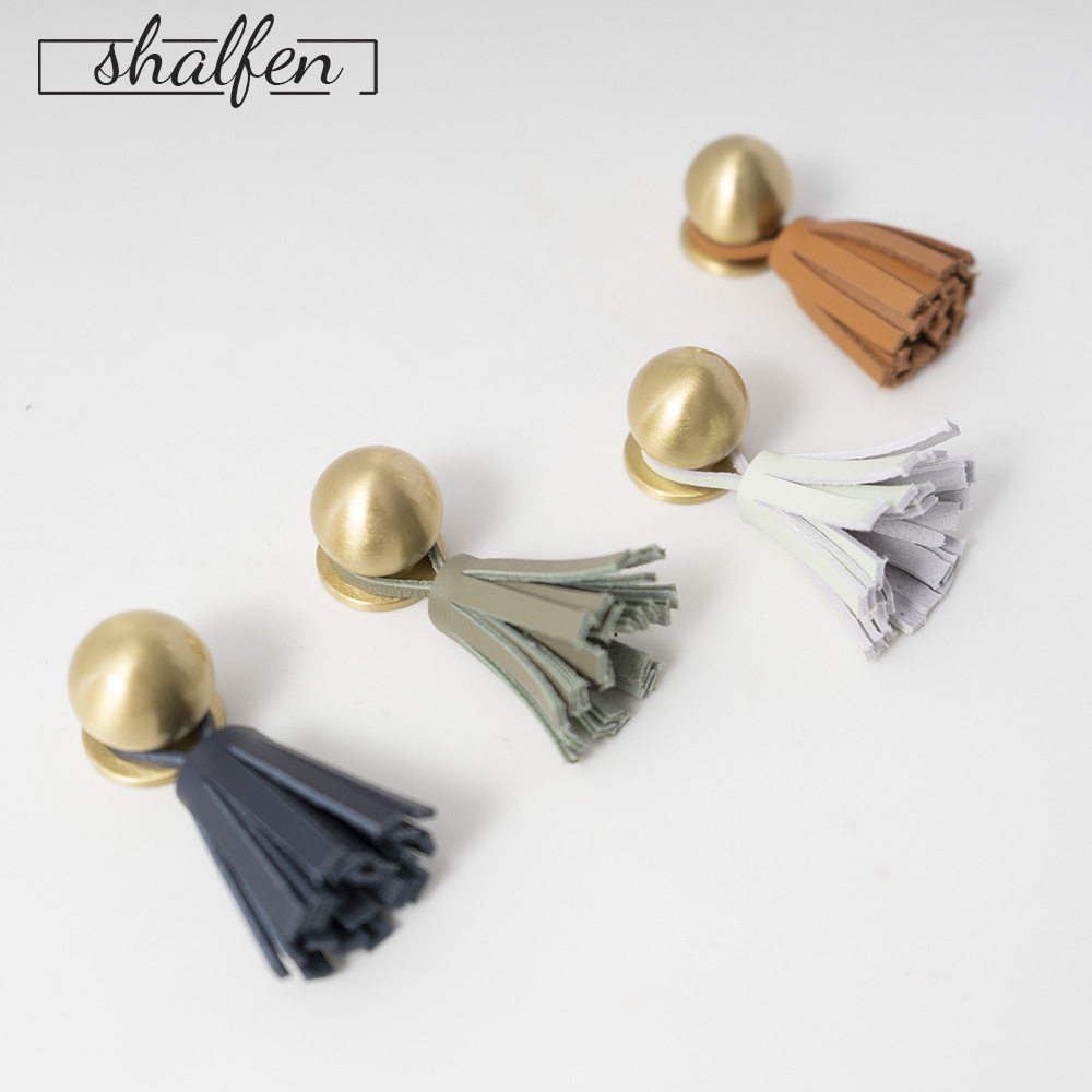 ins北欧黄铜流苏把手斗柜床头柜玄关柜梳妆柜抽屉装饰儿童房拉手