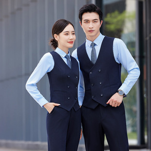 Men's and Women's Same Business Wear Vest Printed Embroidered logo Bar KTV Hotel Real Estate Work Clothes Dress Double-breasted