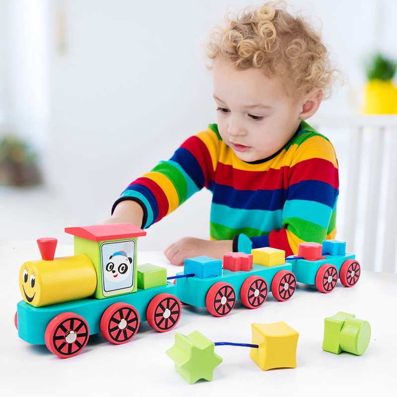 Tren de madera infantil educación temprana intelectual desarrollo de Monty educativo divertido juego interactivo padre-hijo juguetes para niños